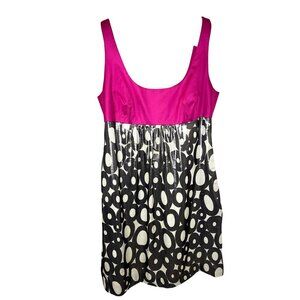 Trina Turk Metallic Mini Dress Mod Gunmetal Pink Tank Sun Dress Ladies Size 8